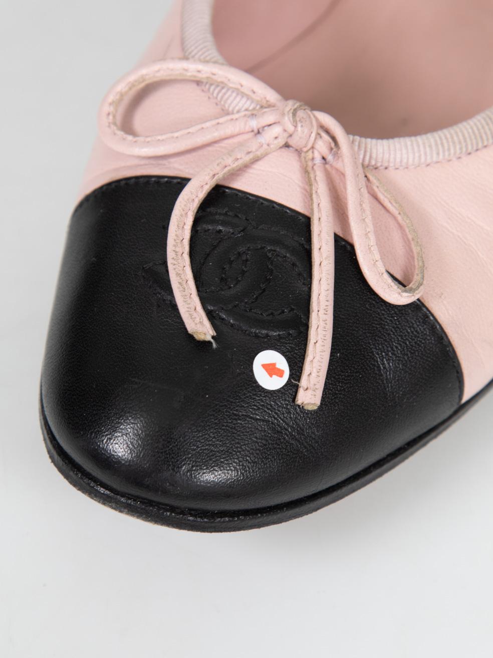 Chanel Pink Leather CC Ballet Flats Size IT 36.5 For Sale 2