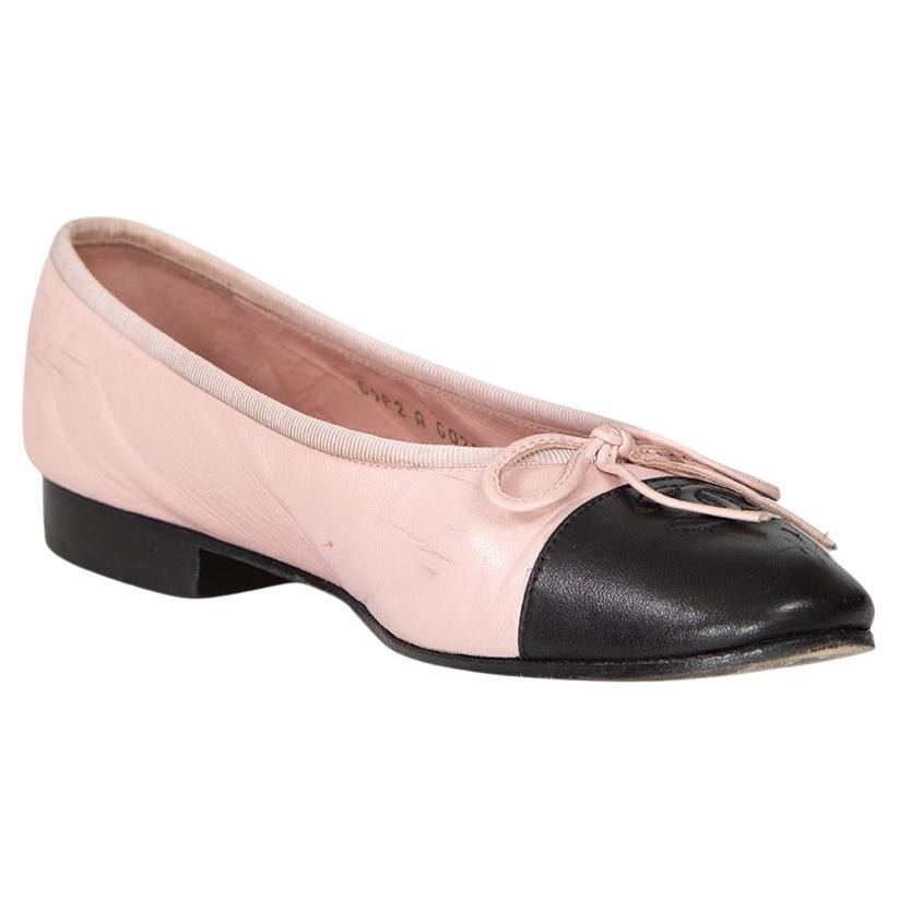 Chanel Pink Leather CC Ballet Flats Size IT 36.5 For Sale