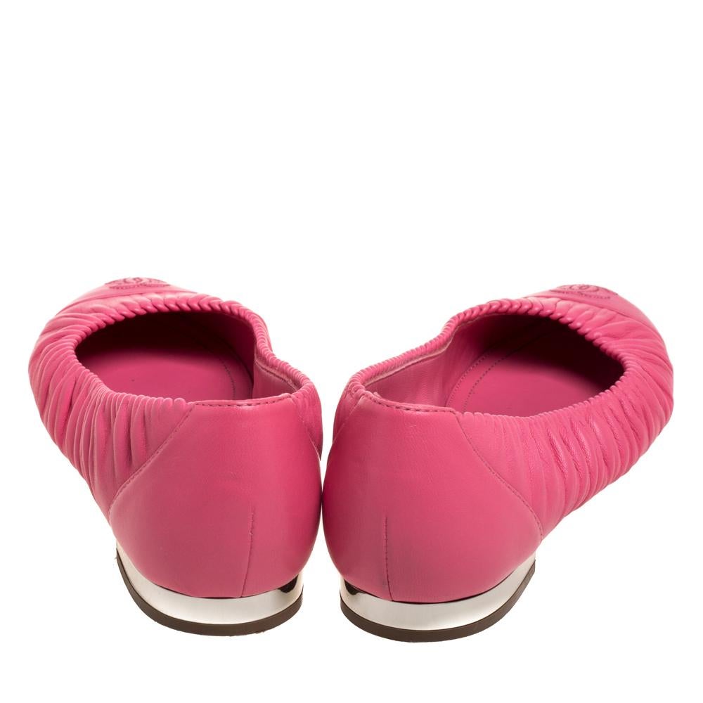 Chanel Pink Leather CC Cap Toe Ballet Flats Size 36.5 1