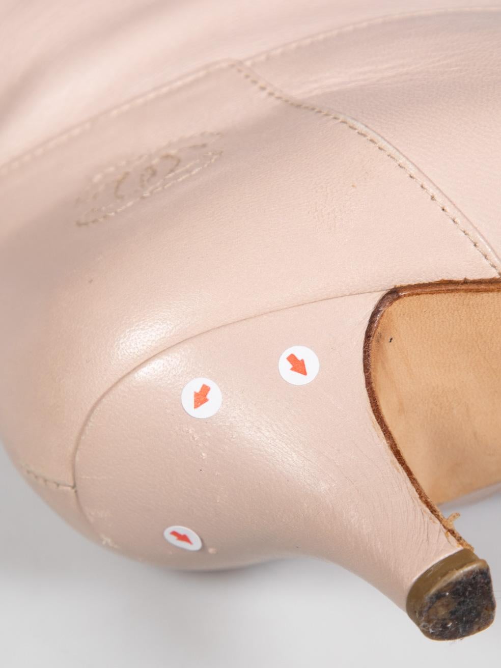 Chanel Pink Leather CC Kitten Heel Boots Size IT 37 4