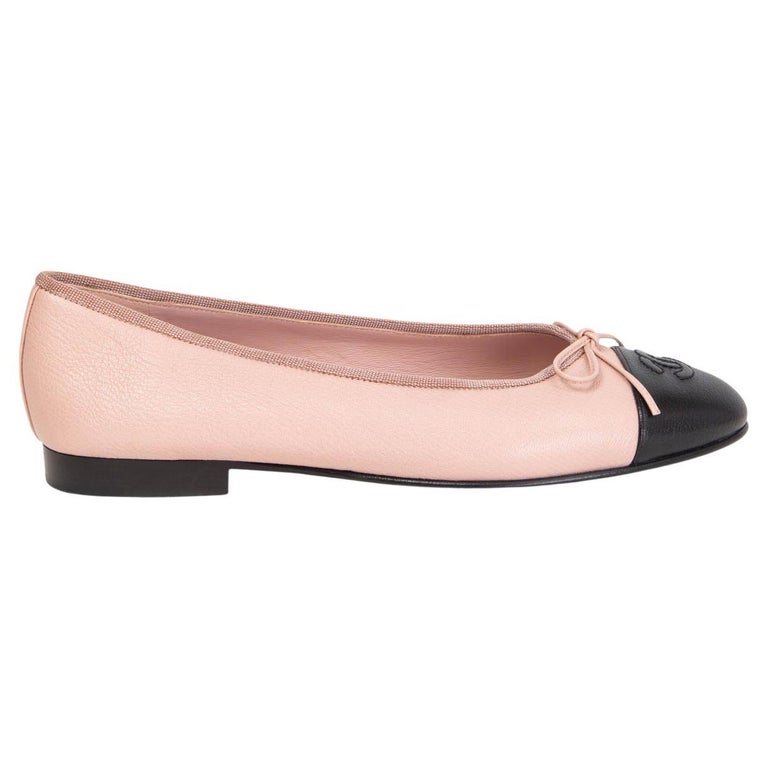 CHANEL pink leather CLASSIC Ballet Flats Shoes 38.5