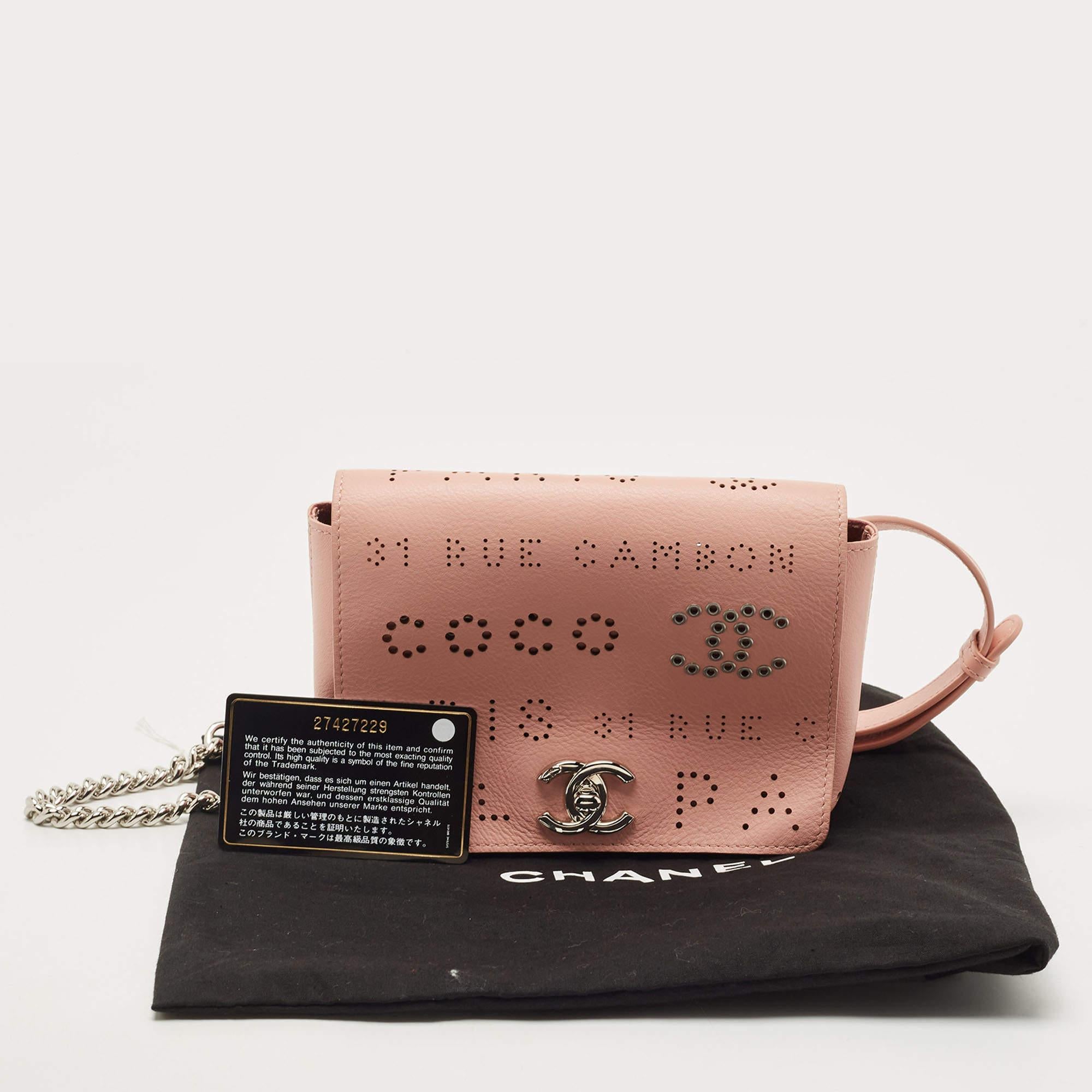Chanel Pink Leather Eyelet Waist Bag 10