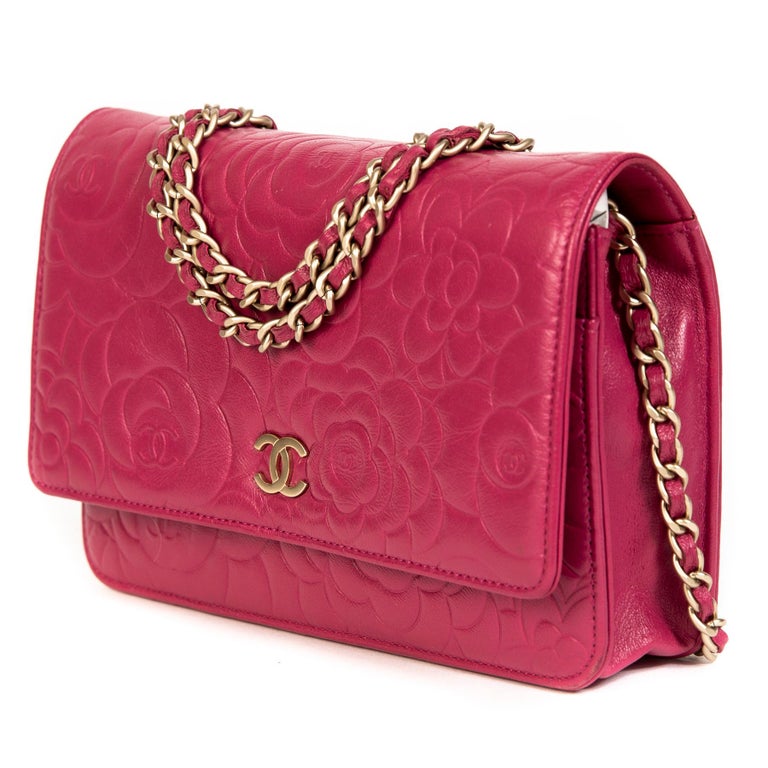 Chanel Pink Leather Floral Wallet On Chain at 1stDibs pink chanel
