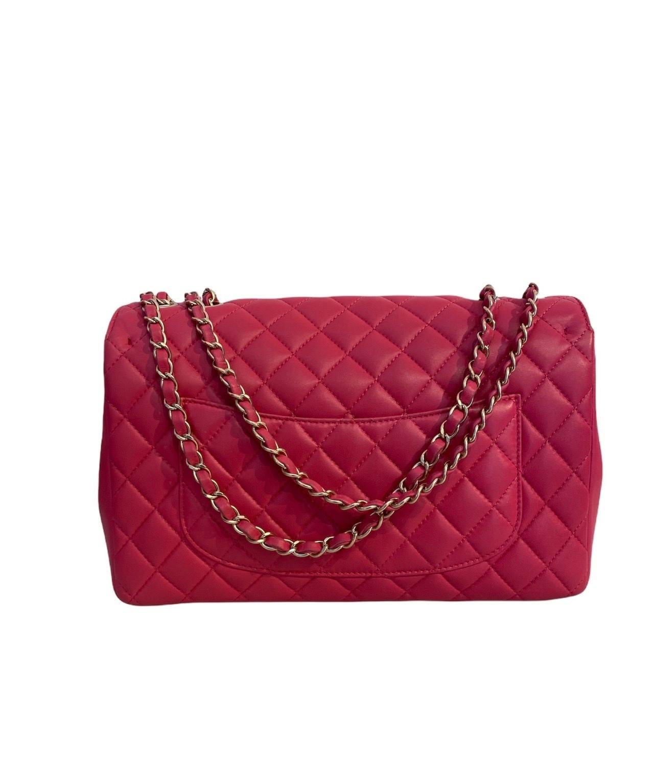 Chanel Pink Leather Jumbo Bag In Excellent Condition In Torre Del Greco, IT