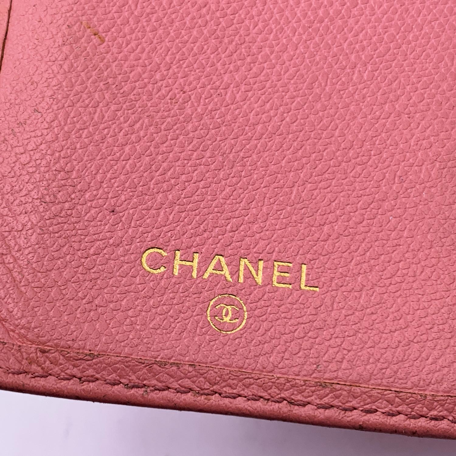  Chanel Pink Leather Long Continental Bifold Wallet with CC Logo In Good Condition In Rome, Rome