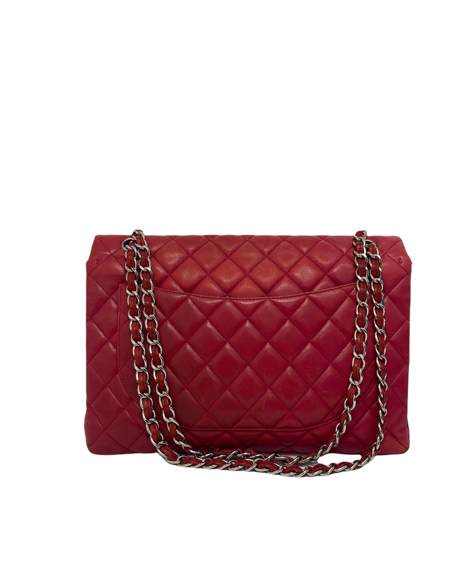 Chanel Pink Leather Maxi Jumbo Bag In Good Condition In Torre Del Greco, IT
