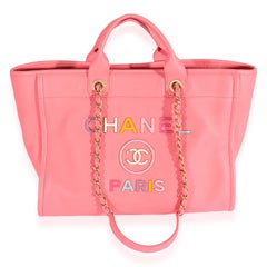 Chanel Pink Deauville Canvas Tote Bag Leather Cloth Pony-style calfskin  Cloth ref.284812 - Joli Closet
