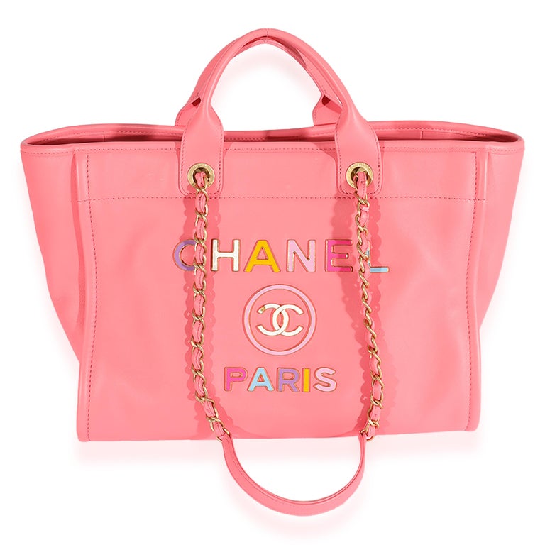 chanel pink tote bag leather