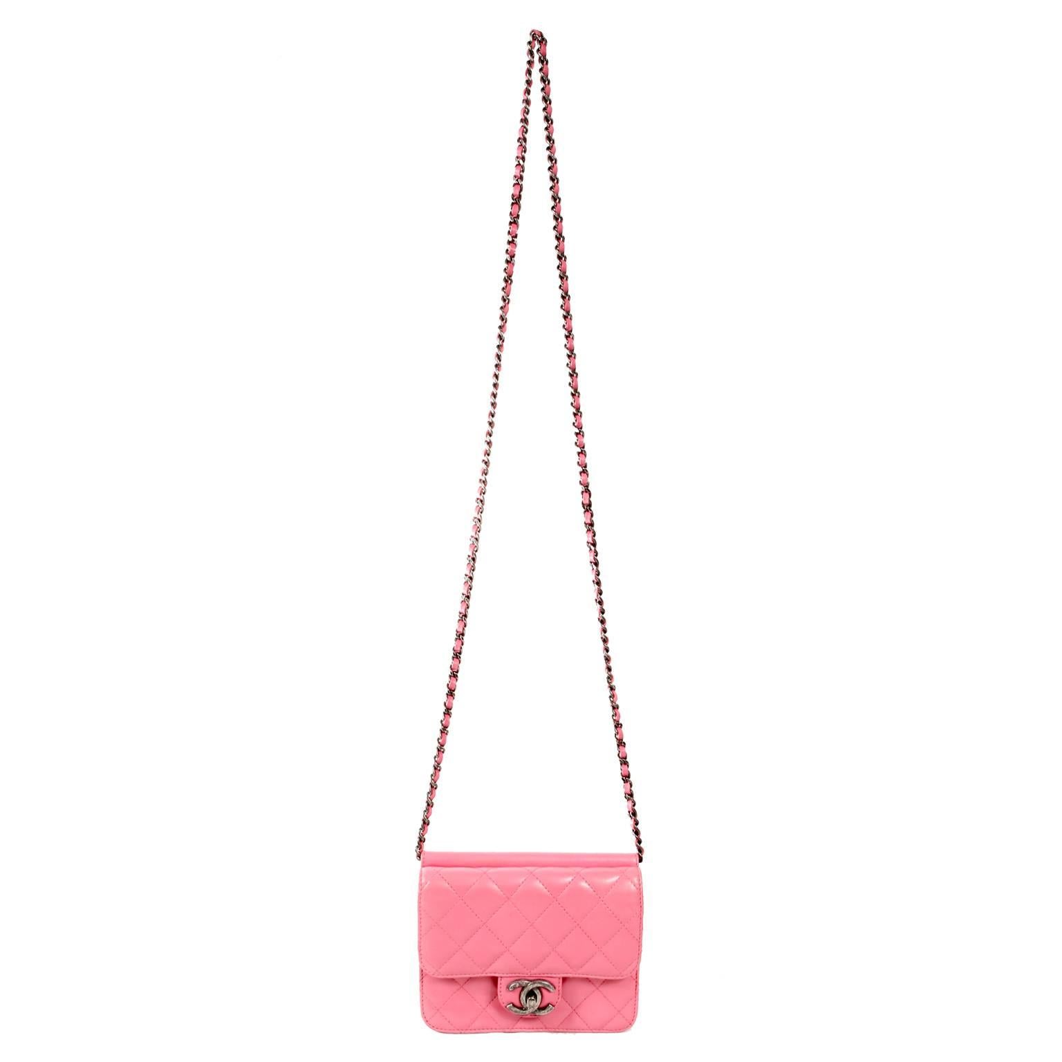 Chanel Pink Leather Mini Flap Crossbody Bag 3