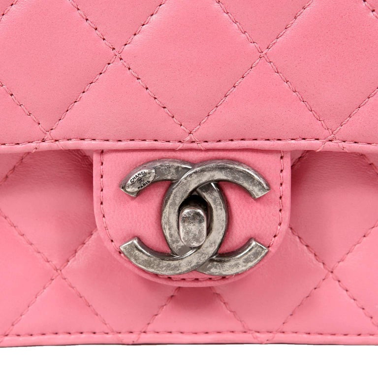 Chanel Pink Leather Mini Flap Crossbody Bag at 1stDibs chanel pink