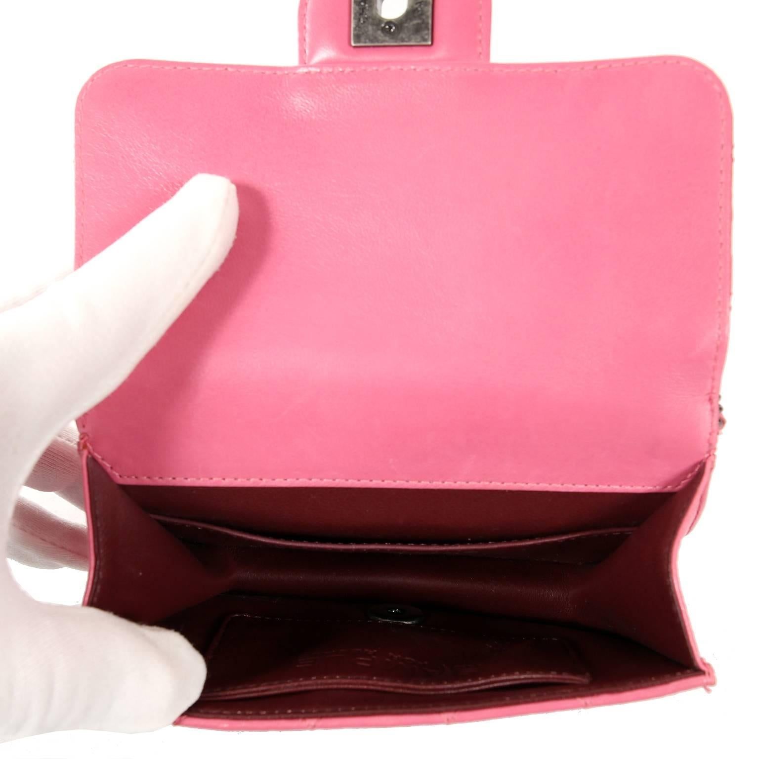 Women's Chanel Pink Leather Mini Flap Crossbody Bag