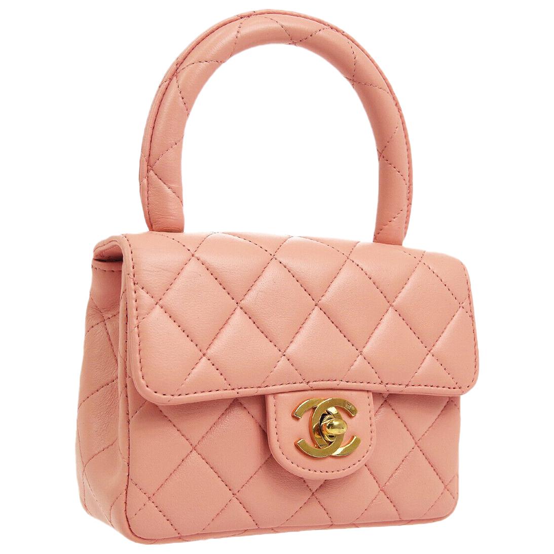 Chanel Pink Leather Mini Kelly Small Party Evening Top Handle Satchel Flap  Bag