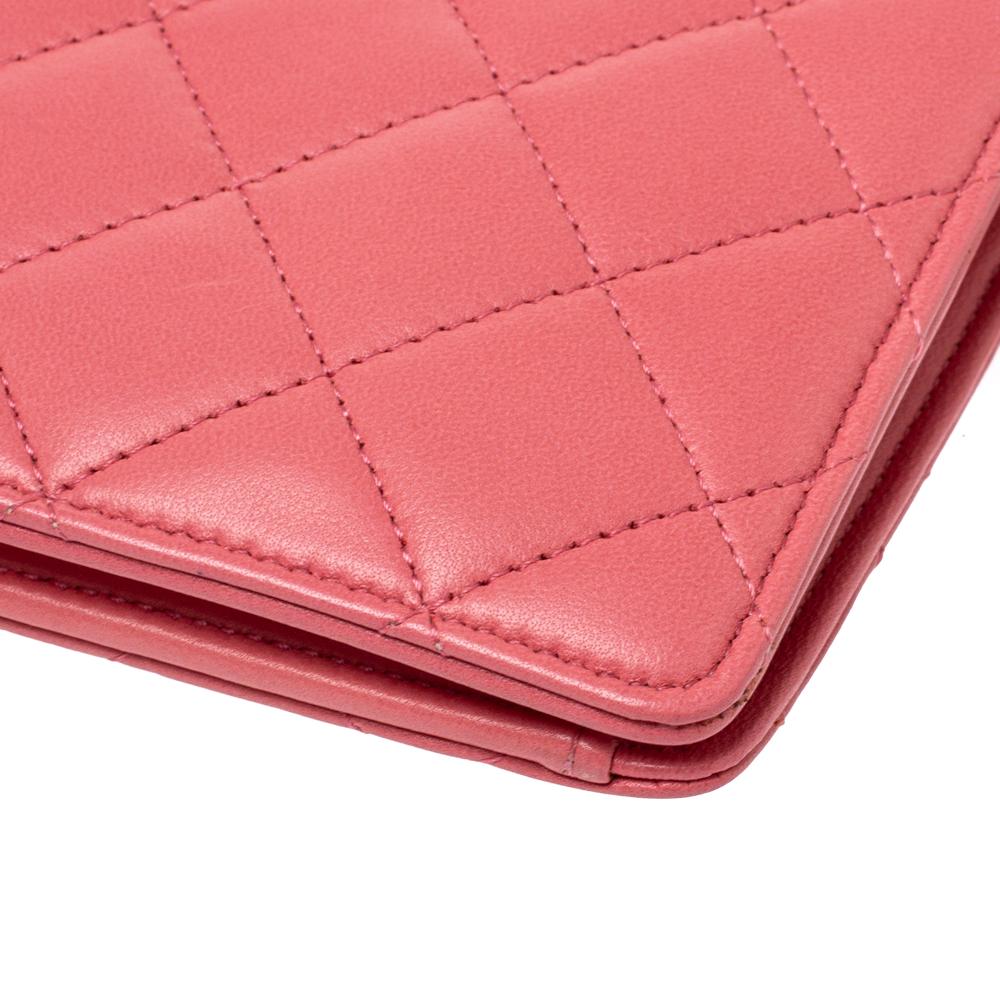 Chanel Pink Leather Porte Bonheur Bifold Wallet 2
