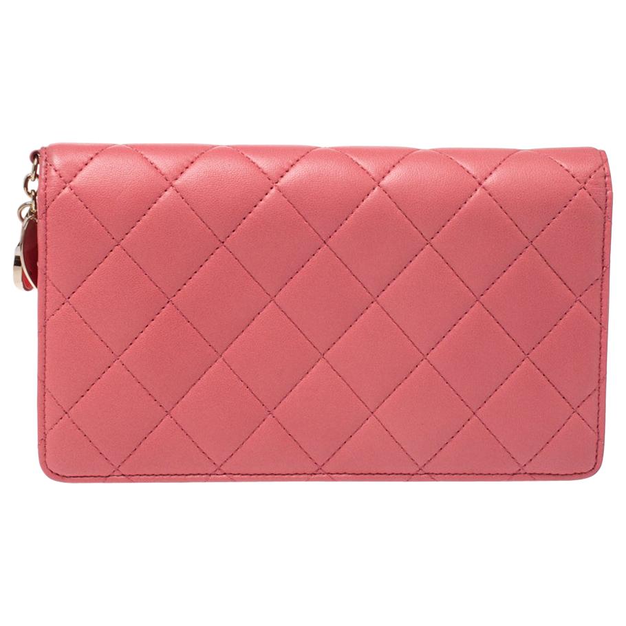 Chanel Pink Leather Porte Bonheur Bifold Wallet at 1stDibs