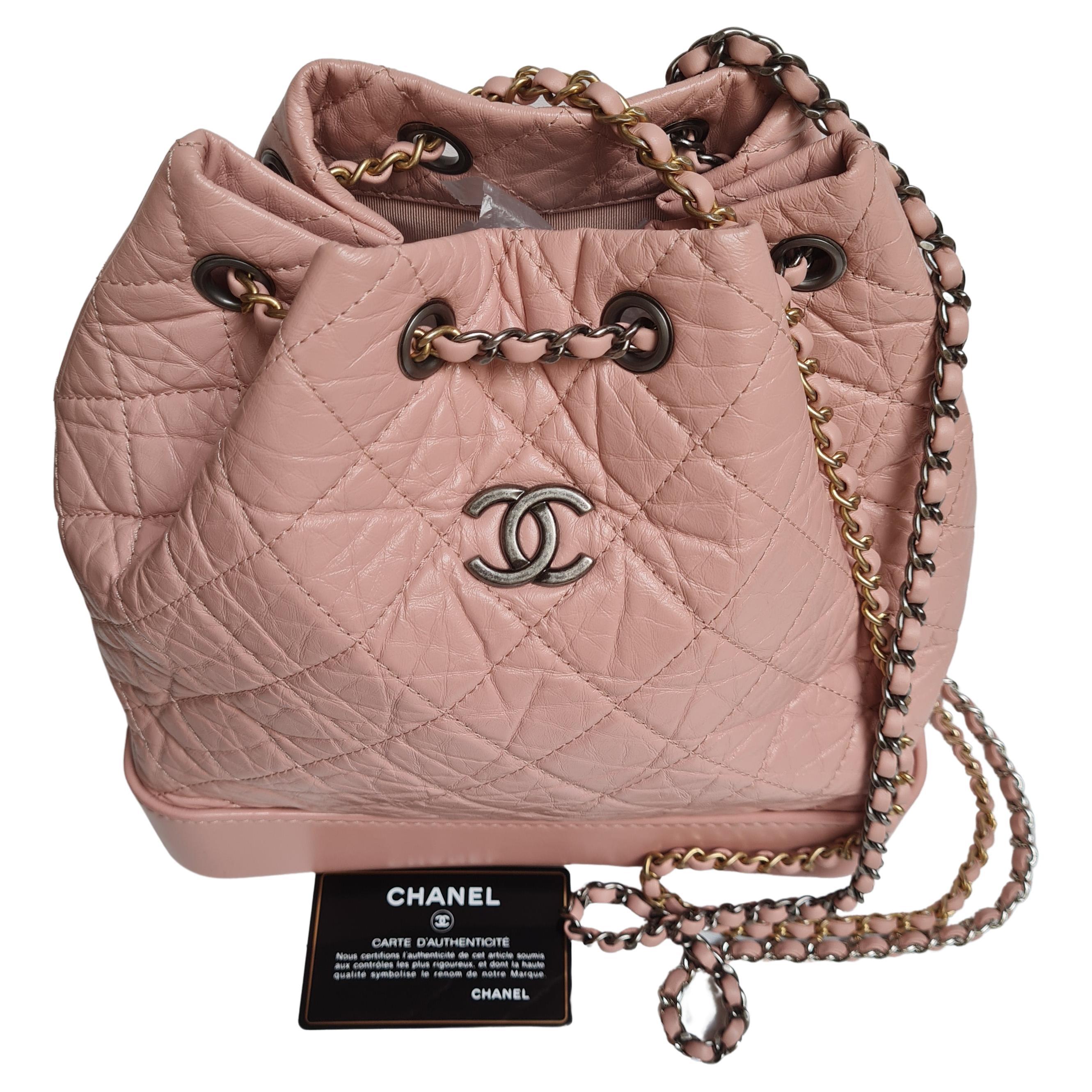 Chanel Pink Leather Quilted Medium Gabrielle Backpack For Sale at 1stDibs
