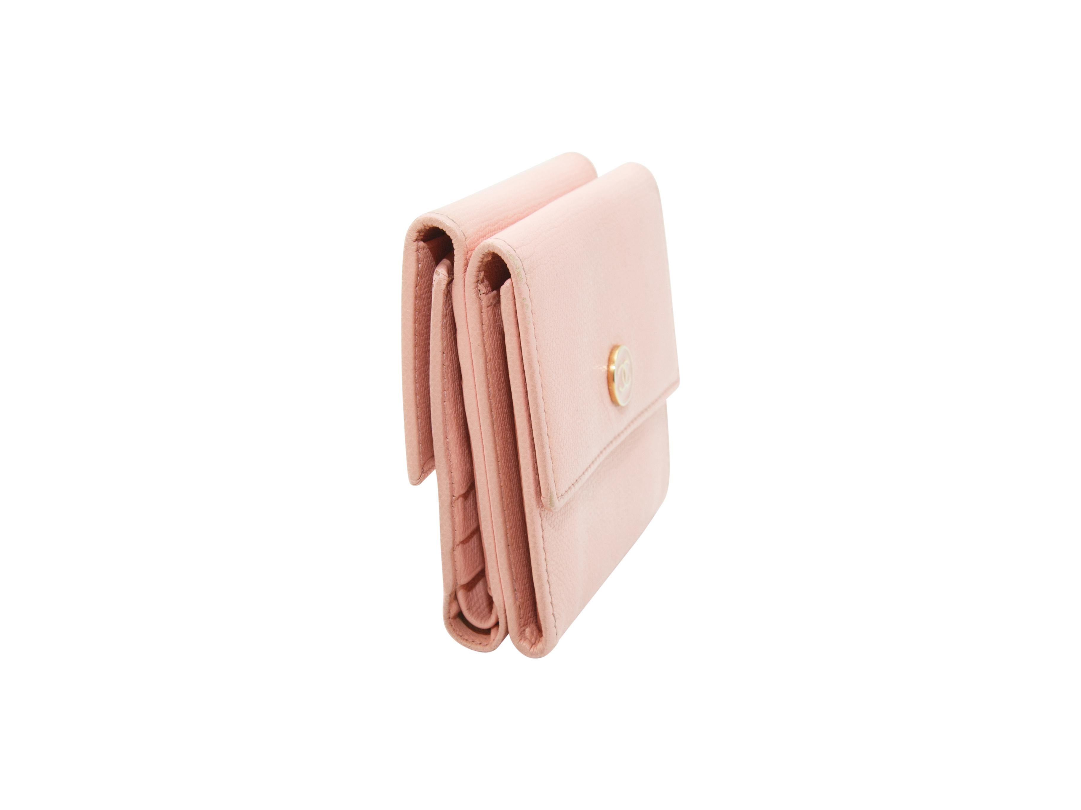Beige Chanel Pink Leather Sevruga Wallet