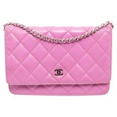 Vintage Chanel Pink Leather WOC Crossbody Bag