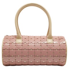 Used Chanel Pink/Light Beige Acrylic Lucite Puzzle Barrel Satchel