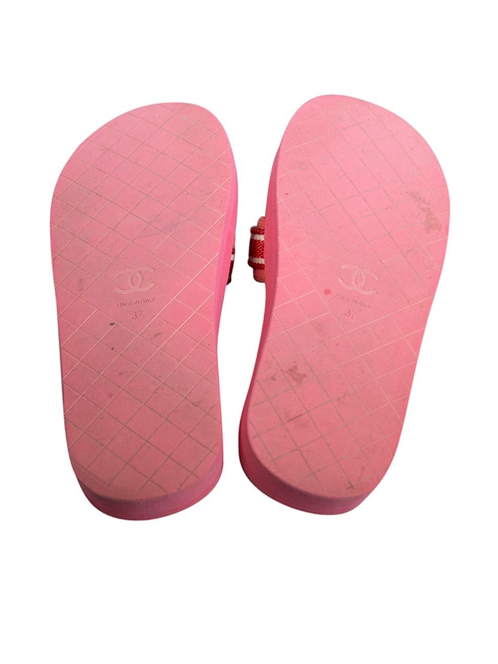 Women's Chanel Pink Logo Slide Sandals Size IT 37
