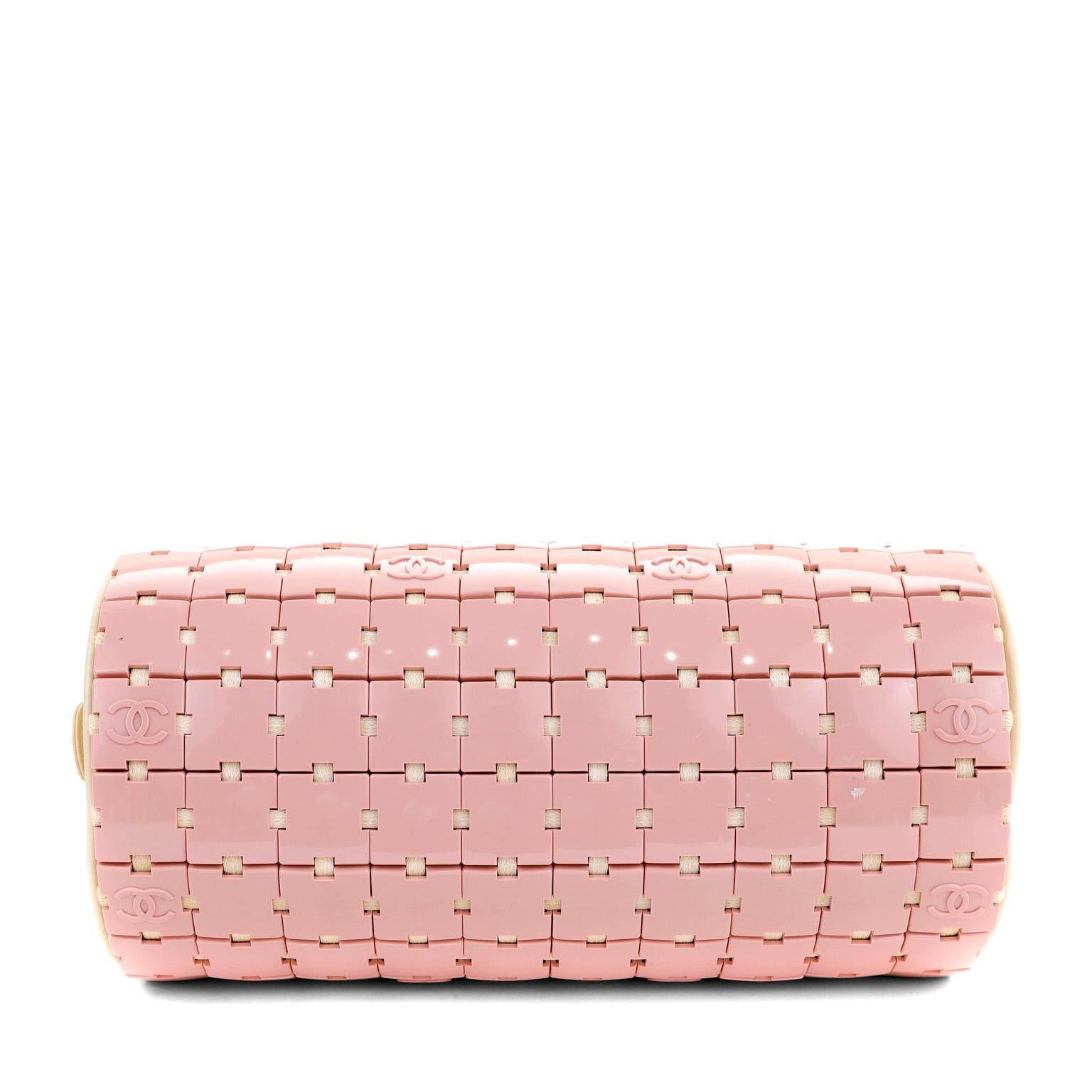 Chanel Pink Lucite Puzzle Mini Barrel Bag For Sale 1