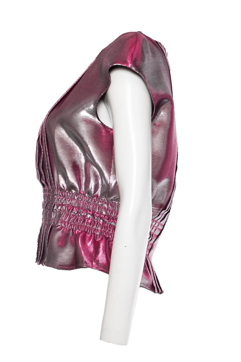 Chanel, rosa Lurex plissiertes Oberteil (Pink) im Angebot