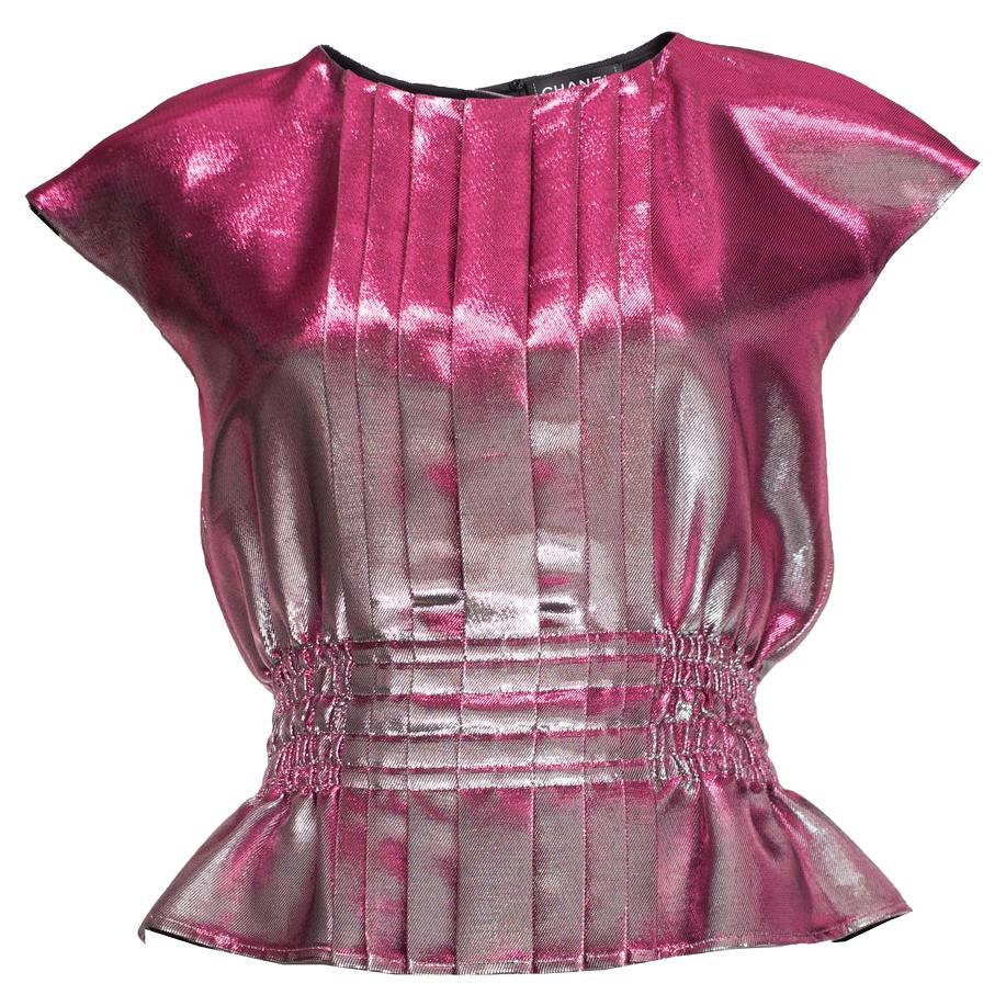 Chanel, pink lurex pleated top For Sale