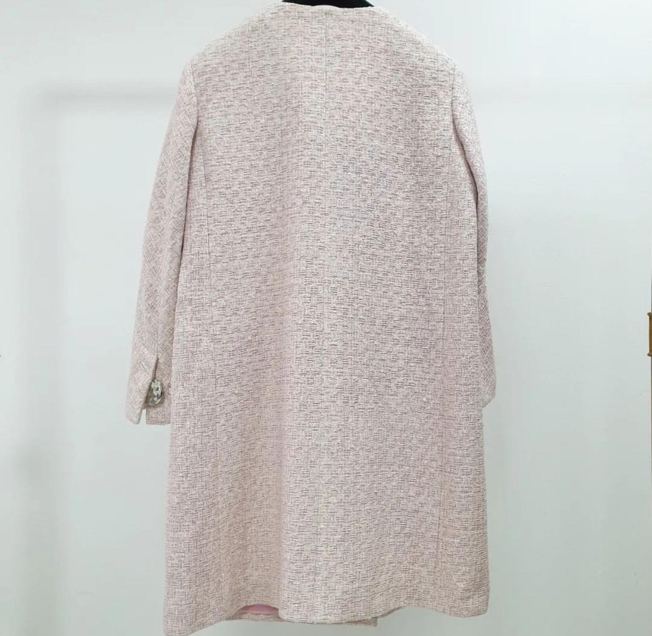 Chanel Pink Lurex Tweed Coat For Sale 3