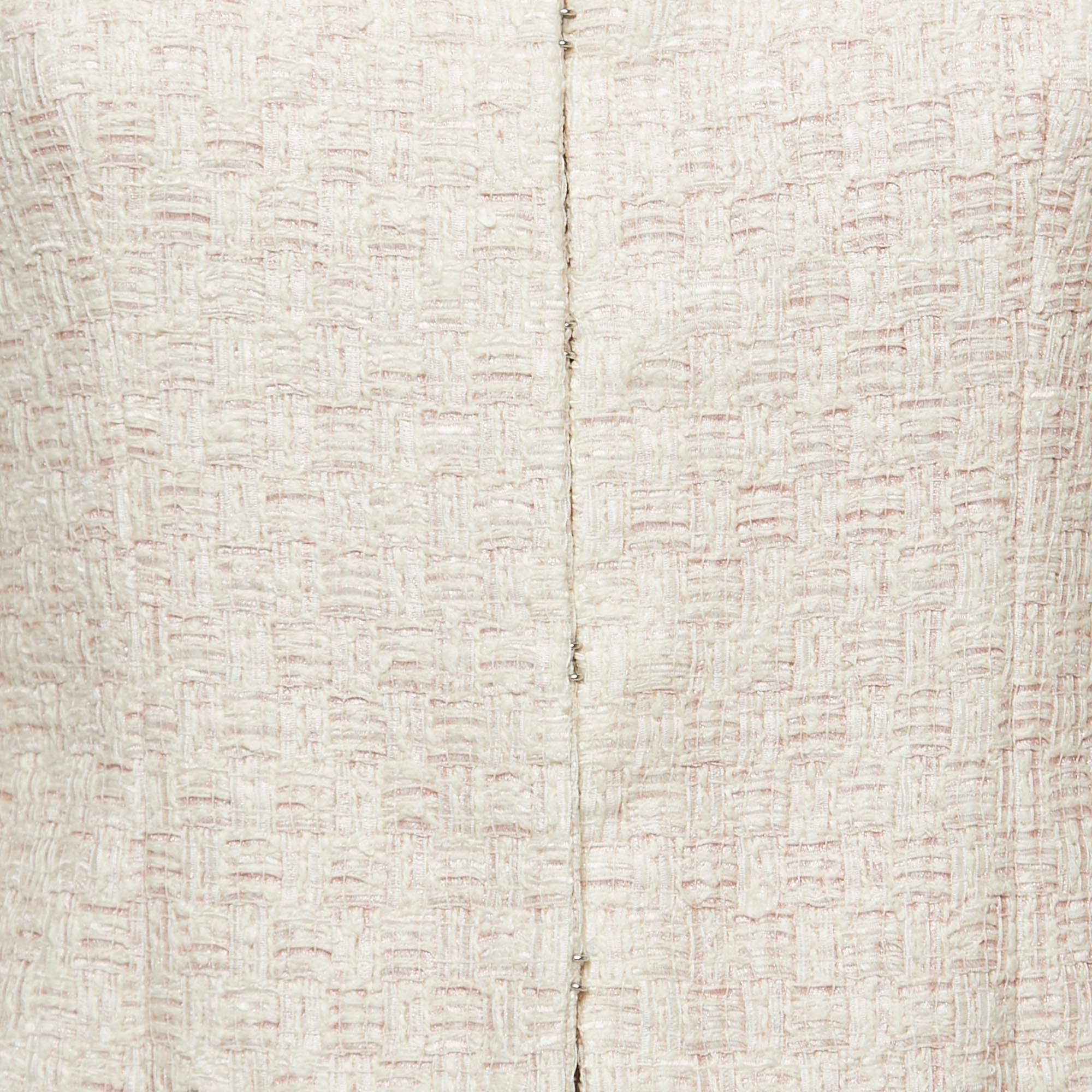Women's Chanel Pink Lurex Tweed Collared Tailored Jacket S