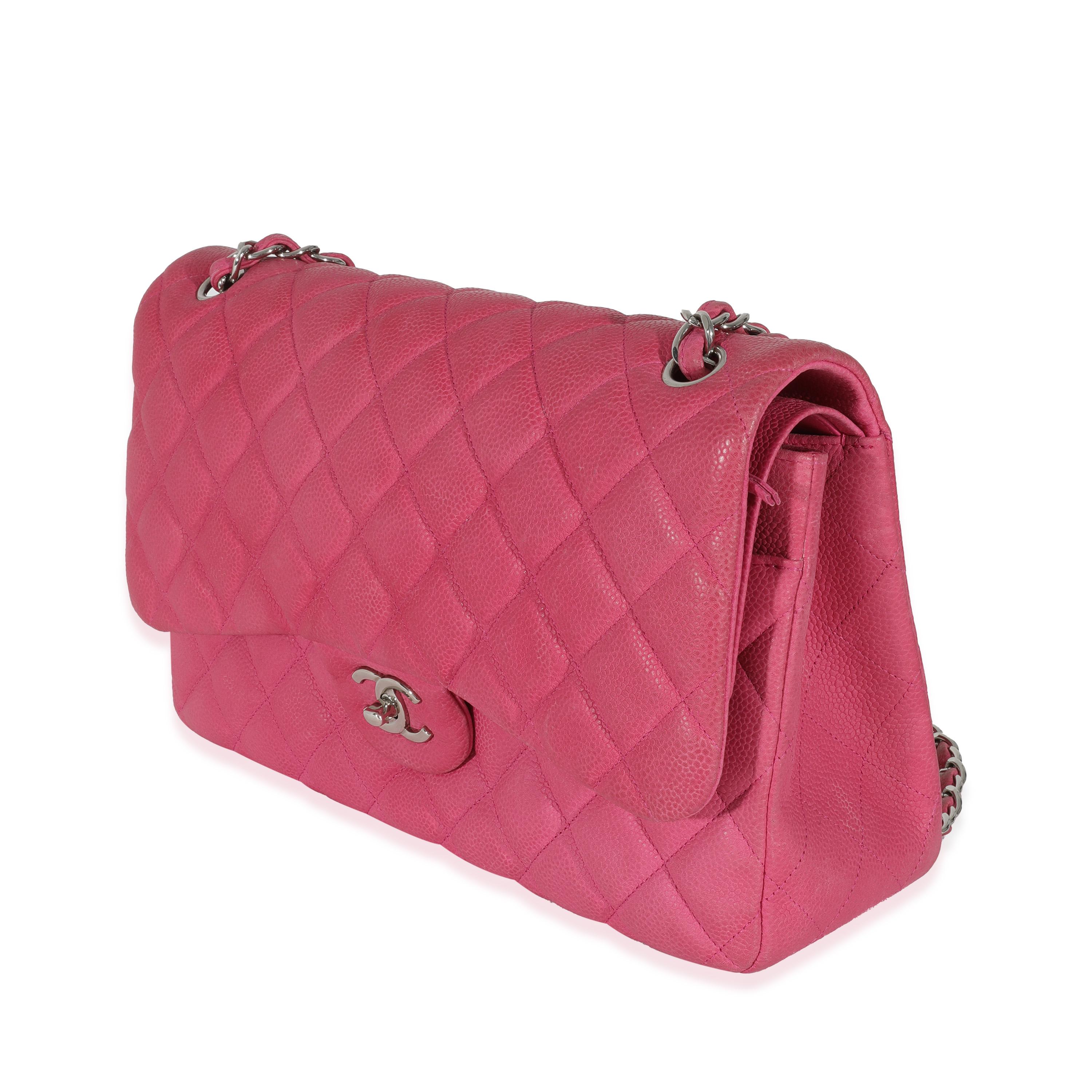 Chanel Pink Matte Caviar Jumbo Classic Double Flap Bag In Excellent Condition In New York, NY