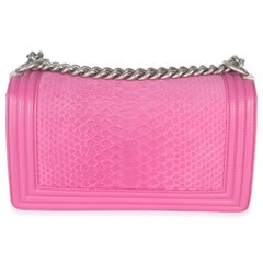Chanel Pink Matte Python Old Medium Boy Bag