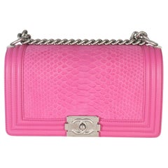 Chanel Pink Matte Python Old Medium Boy Bag