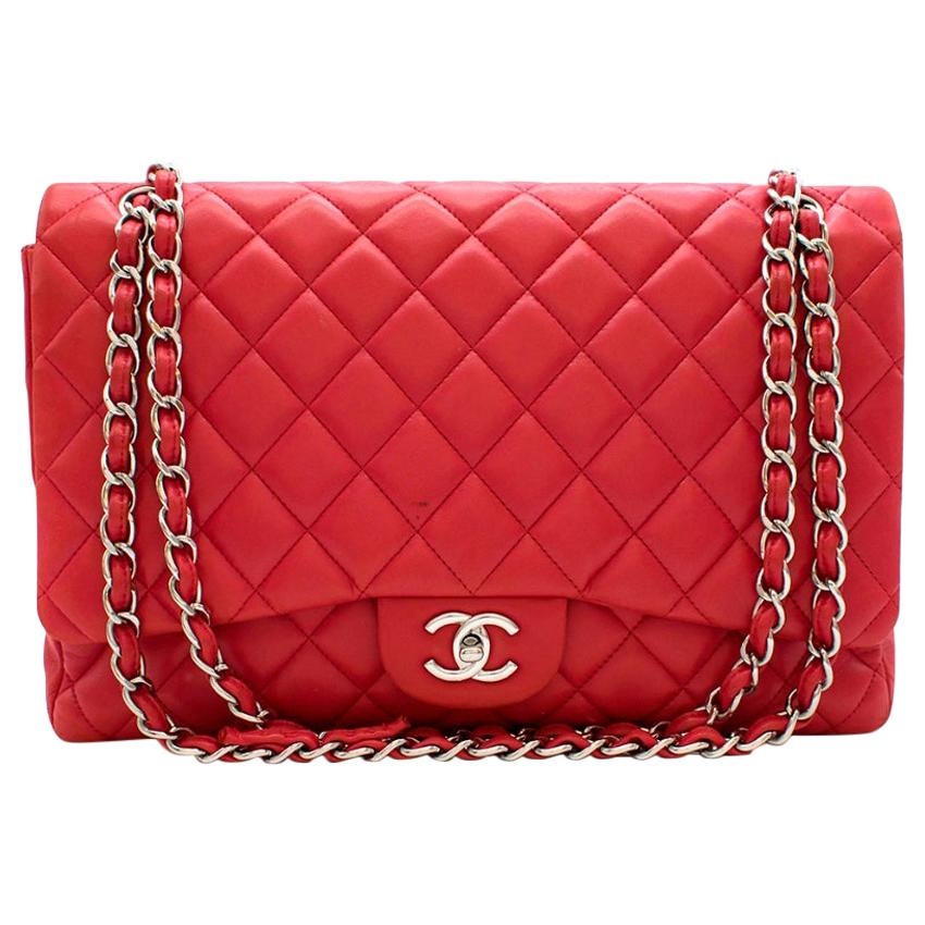 Chanel Pink Maxi Classic Single Flap Bag 33cm