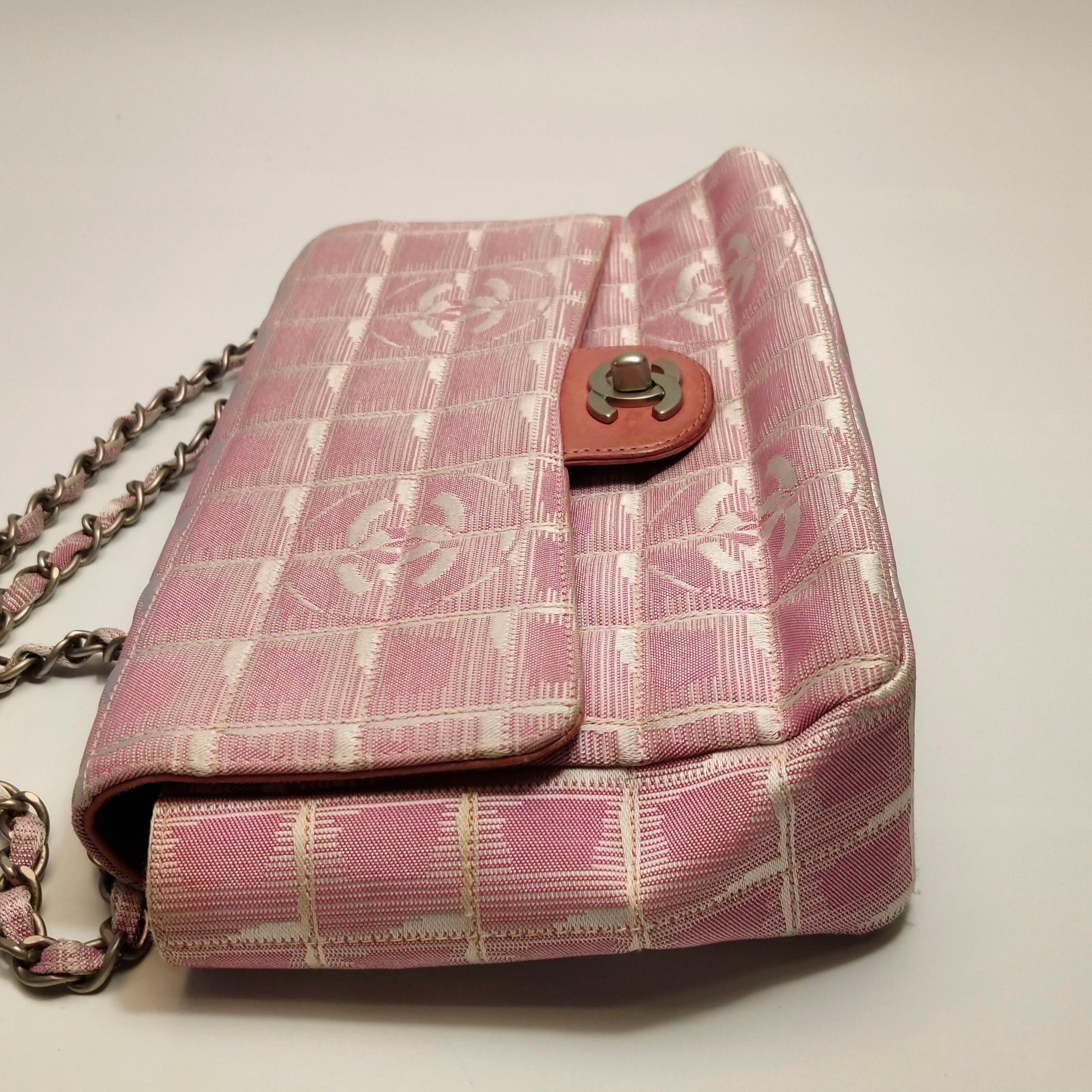 Chanel Pink Medium Canvas Ice Cube Classic Flap 2000 Travel Line Umhängetasche im Angebot 13