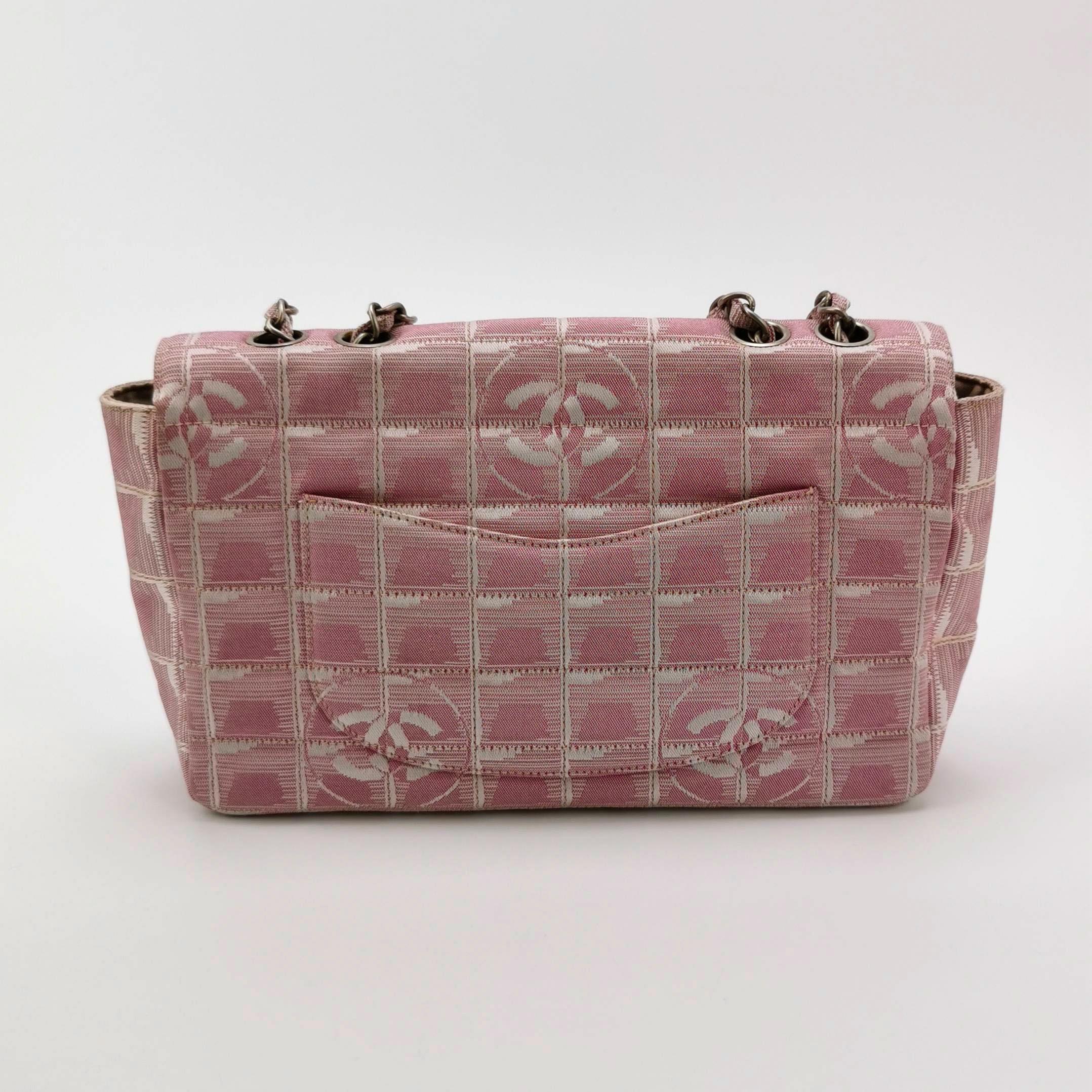 Chanel Pink Medium Canvas Ice Cube Classic Flap 2000 Travel Line Umhängetasche (Braun) im Angebot