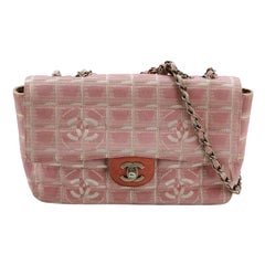 Chanel Pink Medium Canvas Ice Cube Classic Flap 2000 Travel Line Umhängetasche