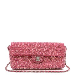 Chanel Pink Medium Classic Single Flap Pearl-Embellished Bag