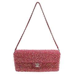 Chanel Pink Medium Classic Single Flap Pearl-Embellished Bag