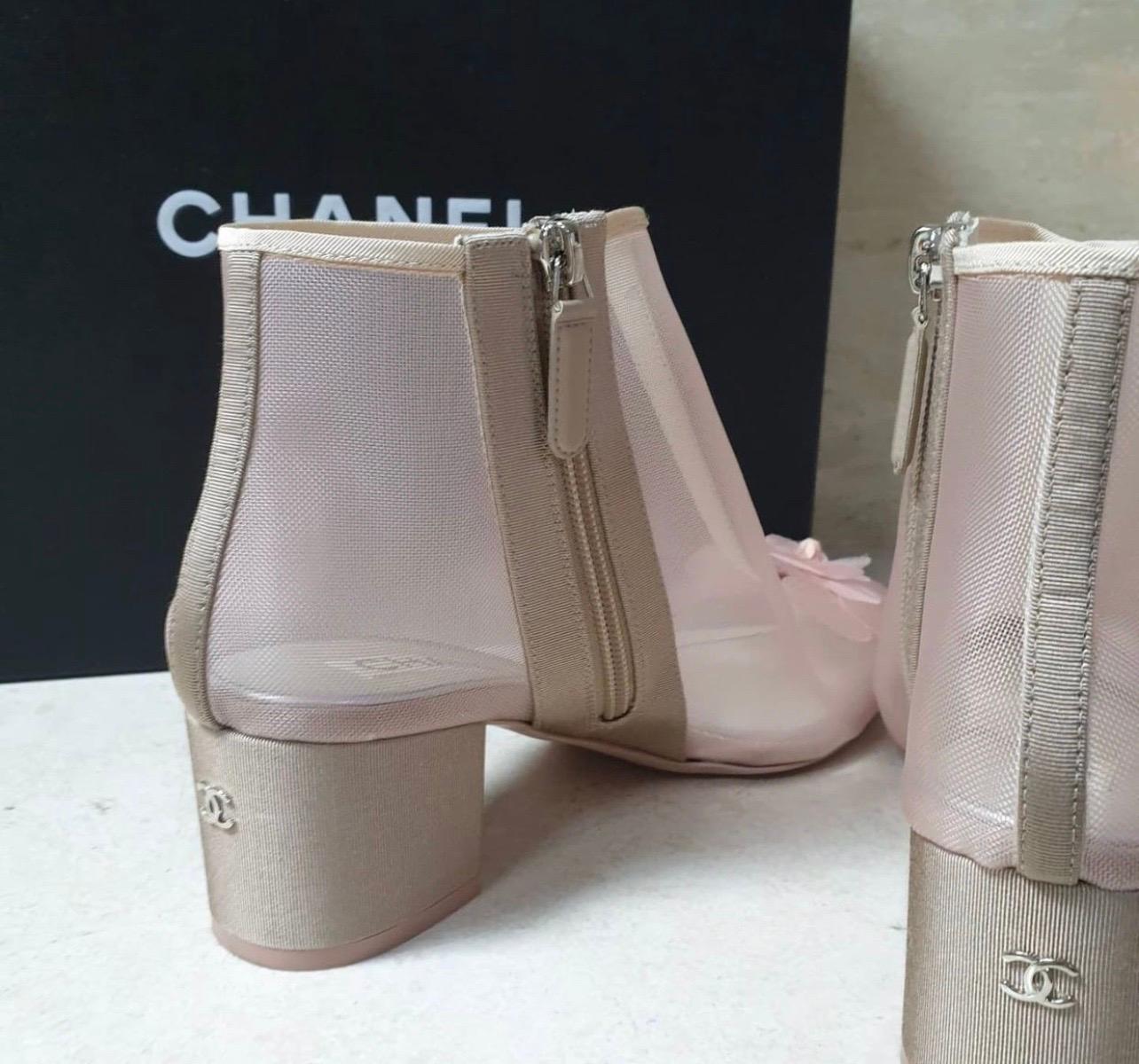 mesh chanel boots