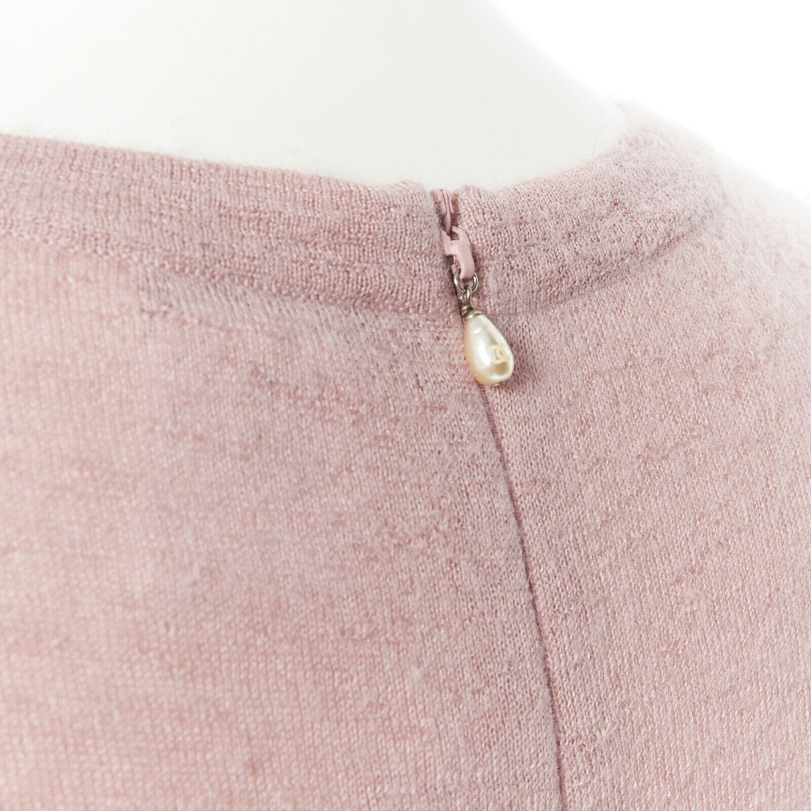 CHANEL pink mohair cashmere pearl embellished skater knitted dress IT40 S 6
