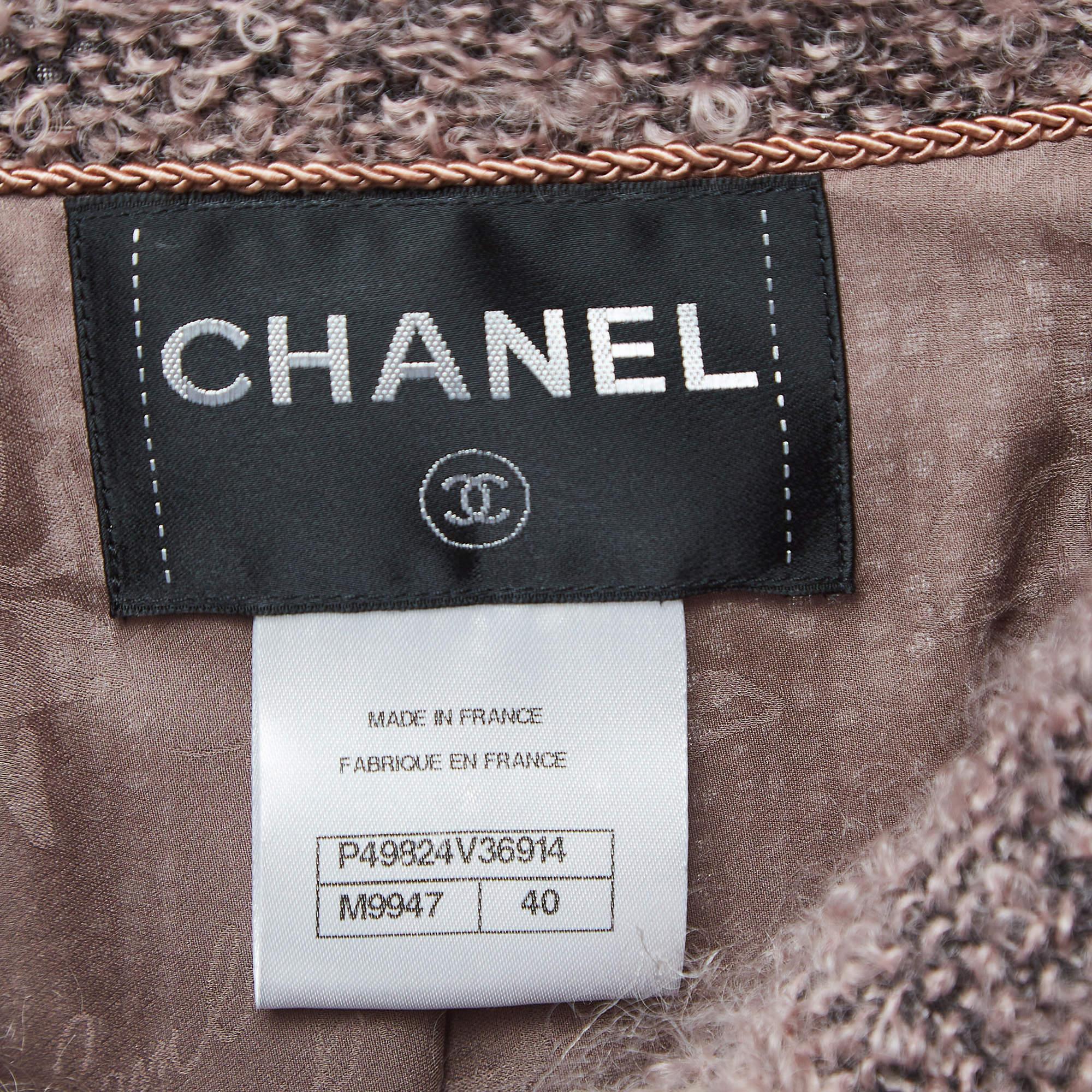Women's Chanel Pink Mohair Wool Cropped Jacket M