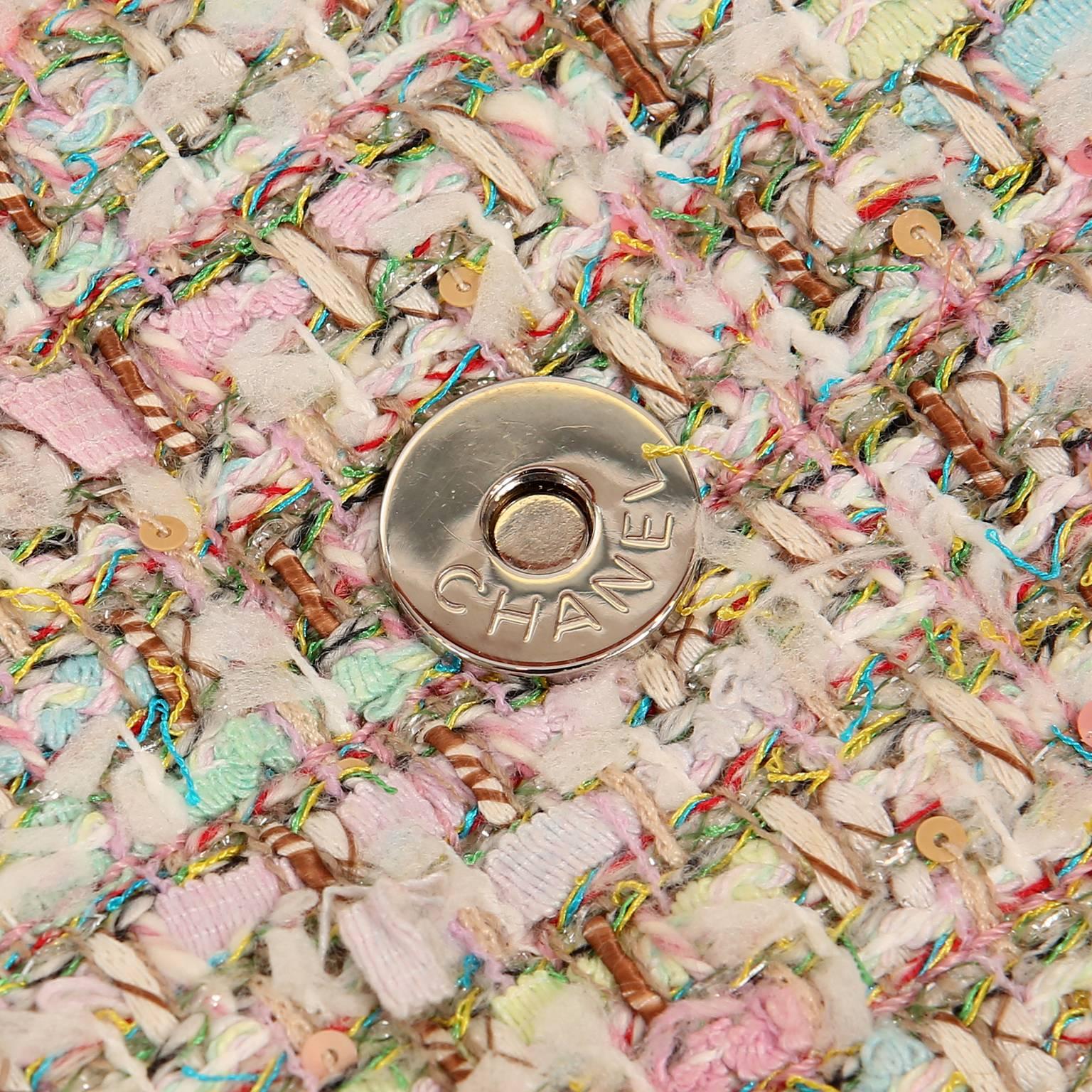 Chanel Pink Multi Color Tweed CC Flap Bag 6