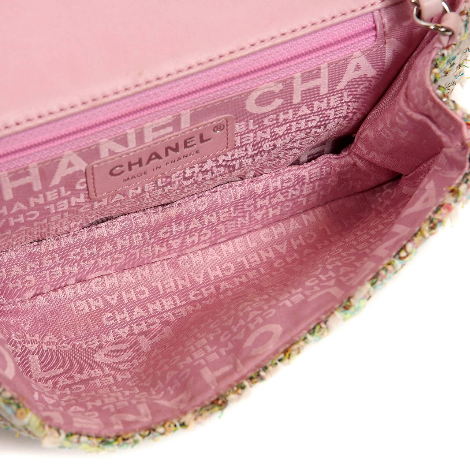 Chanel Pink Multi Color Tweed CC Flap Bag 7