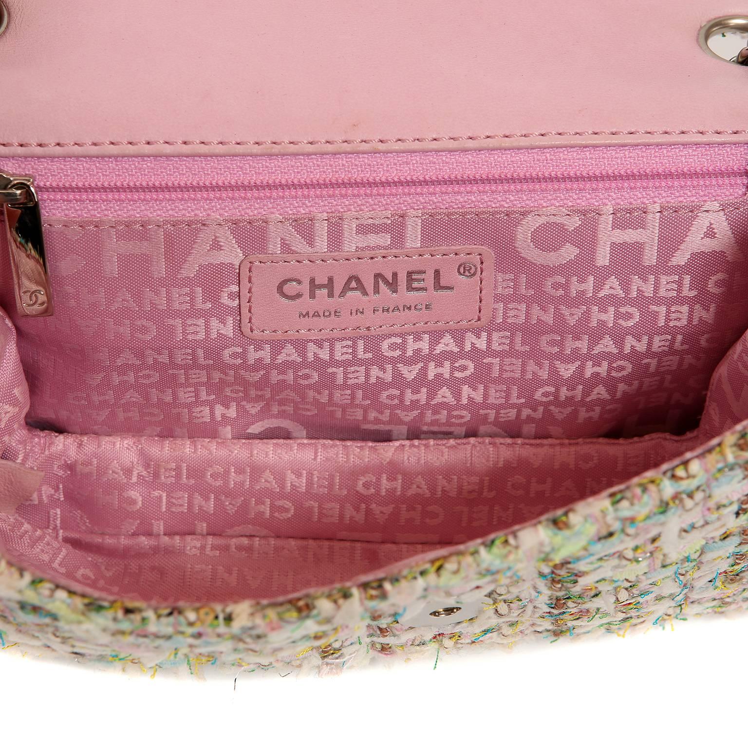 Chanel Pink Multi Color Tweed CC Flap Bag 8