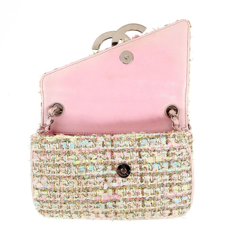 Chanel Pink Multi Color Tweed CC Flap Bag For Sale at 1stdibs