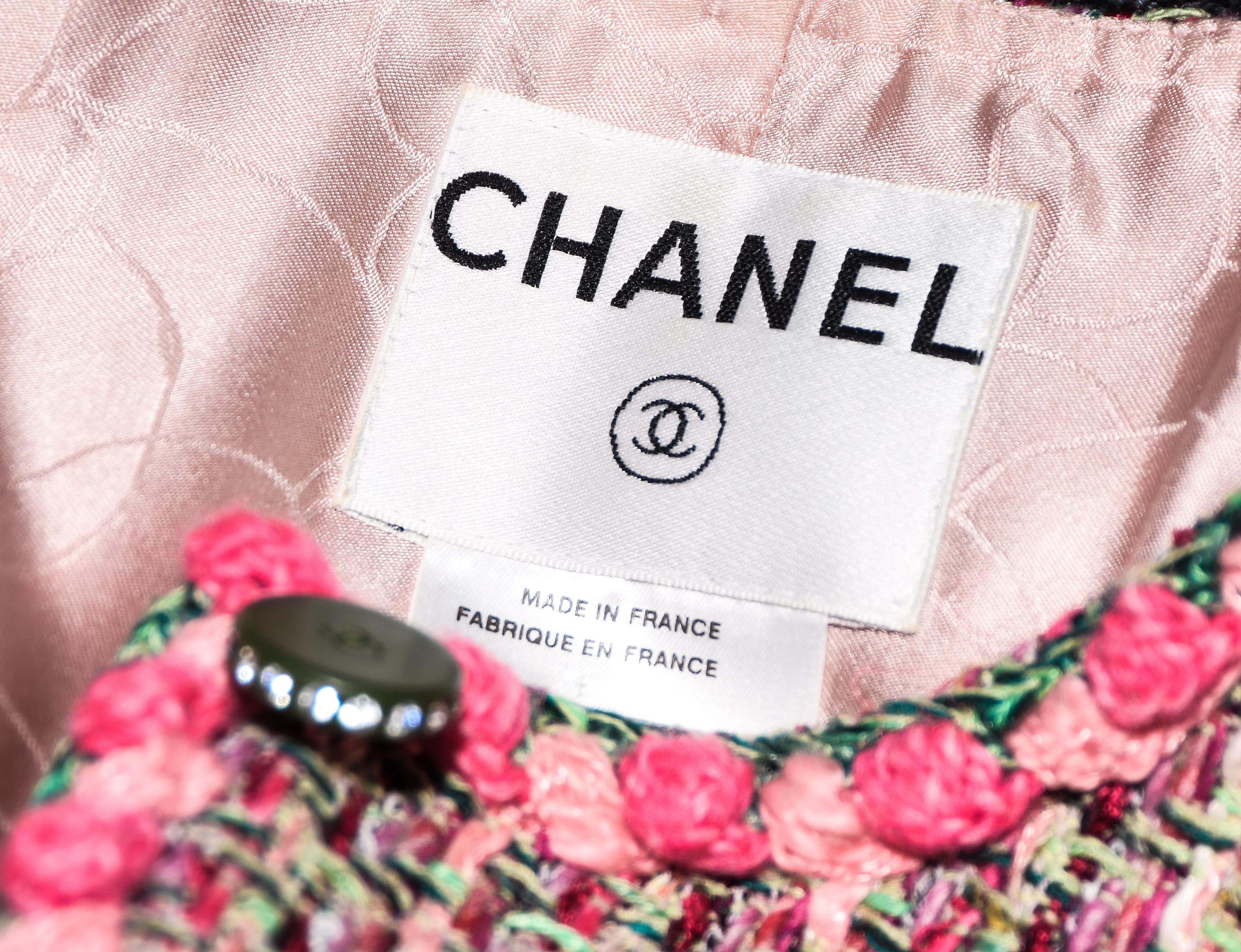 Women's Chanel Pink Multi Color Tweed Jacket W/ Four Pockets Spring 2002