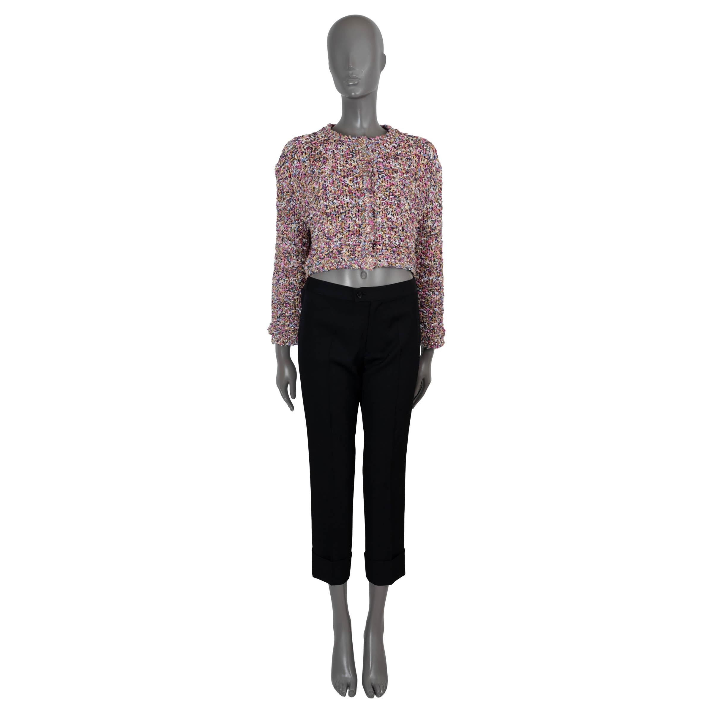 Chanel, giacca in maglia rosa e multi cotone 2021 21P con perle e ornamenti S In condizioni ottime in vendita a Zürich, CH