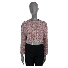 CHANEL chaqueta de punto rosa y multi algodón 2021 21P CON PERLAS EMBELLECED S