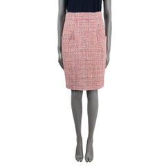 CHANEL pink & multicolor 2014 14P TWEED Skirt 38 S