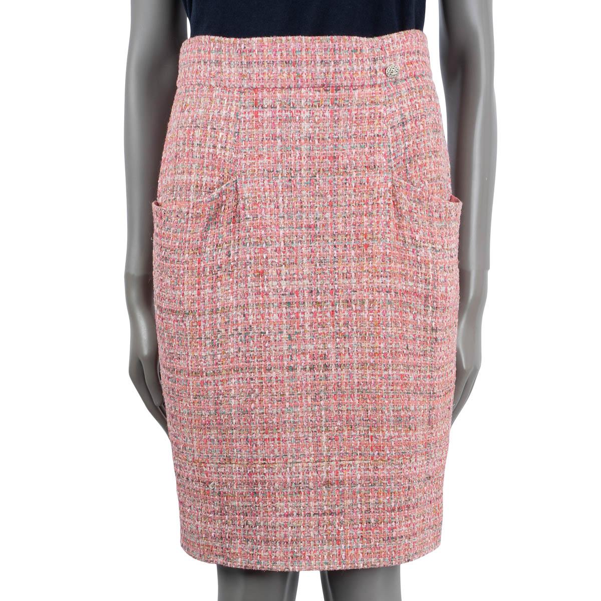 Women's CHANEL pink & multicolor 2014 14P TWEED Skirt 38 S For Sale