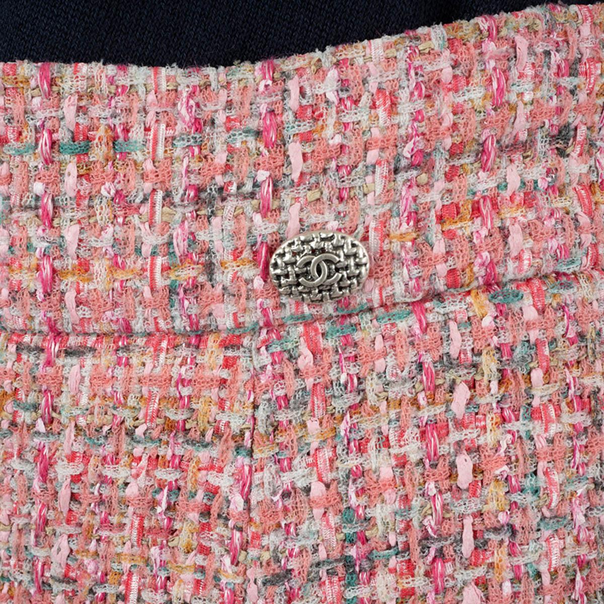 CHANEL pink & multicolor 2014 14P TWEED Skirt 38 S For Sale 3